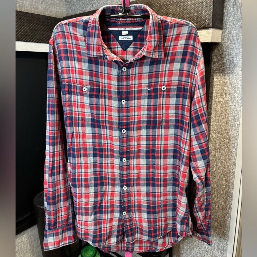 Tommy Hilfiger Red and Blue Checkered Shirt size medium